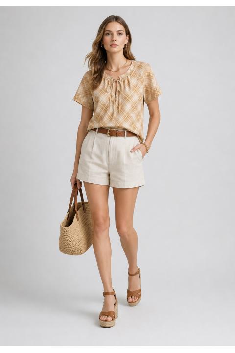 Blusa cuadros CAMEL