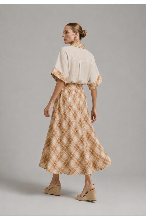 Blusa combi cuadros CRUDO