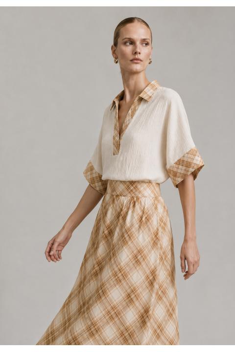 Blusa combi cuadros CRUDO