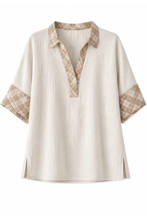 Blouse combi checks CRUDO