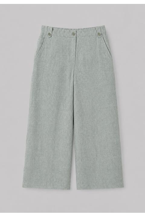 Pantalón culotte tipo lino VERDE