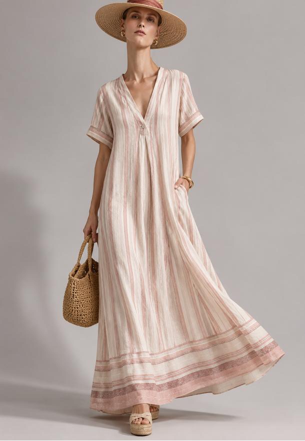 Vestido raya ancha ROSA