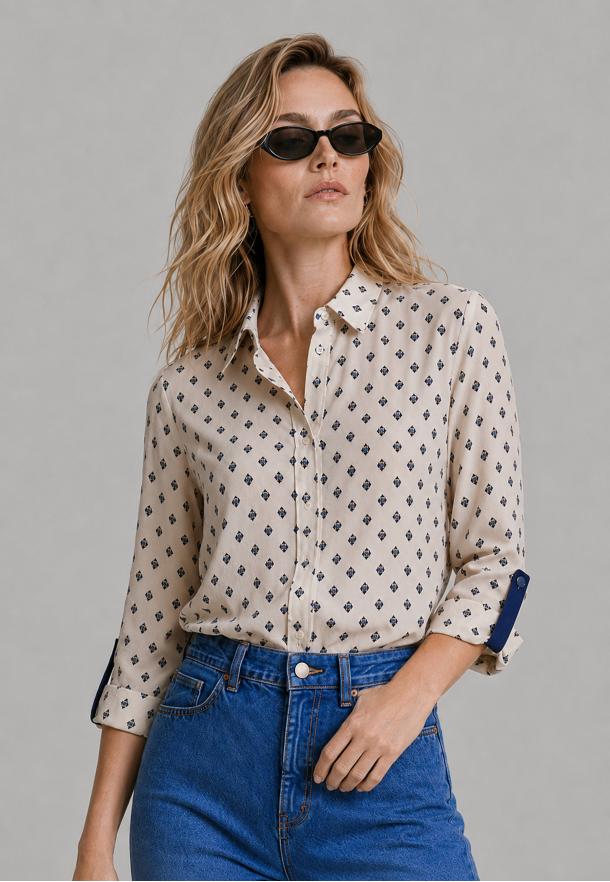 Blouse tie-inspired print CRUDO