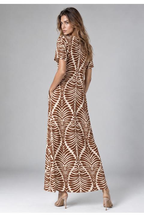 Vestido estampado hojas MARRON