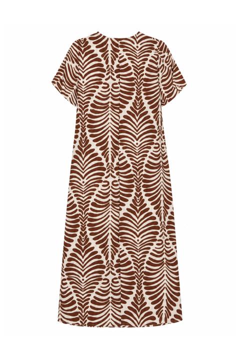 Dress printed leaves MARRON