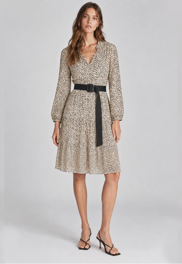 Dress abstract print BEIGE