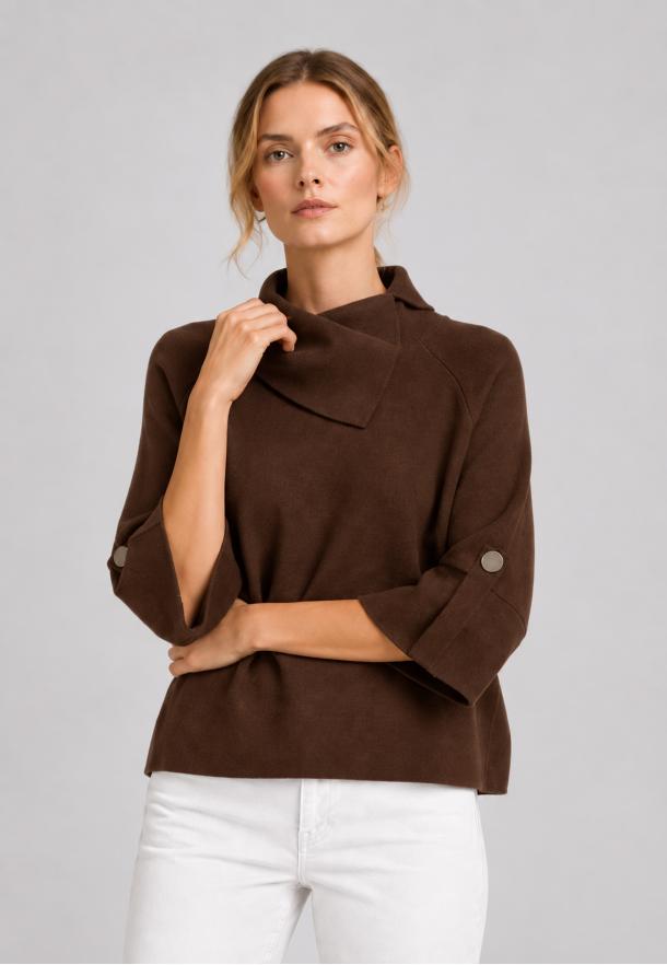 Jersey poncho MARRON