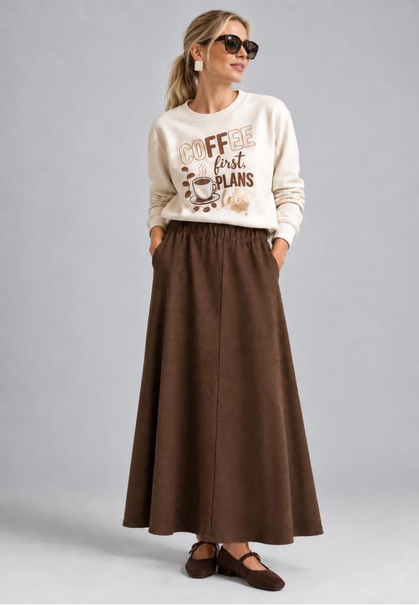 Falda punto MARRON