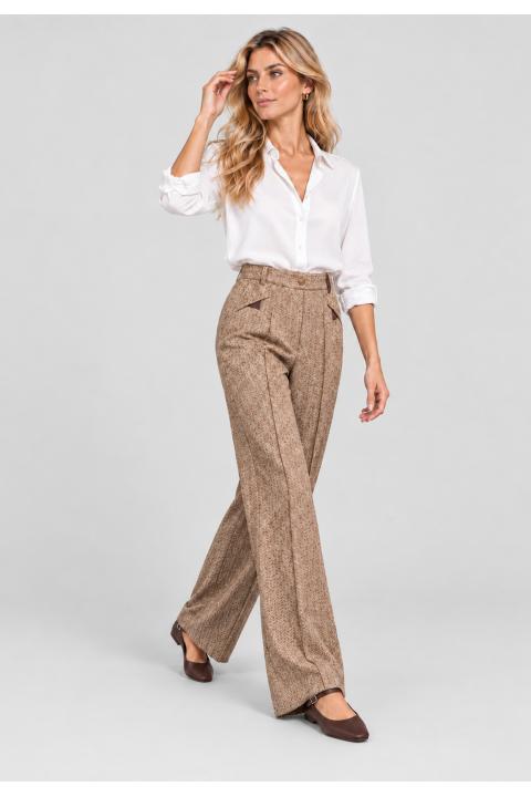 Trousers herringbone MARRON