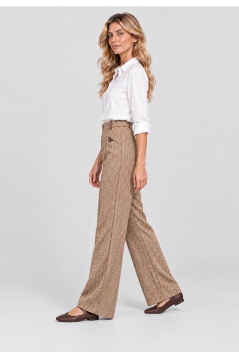 Trousers herringbone MARRON