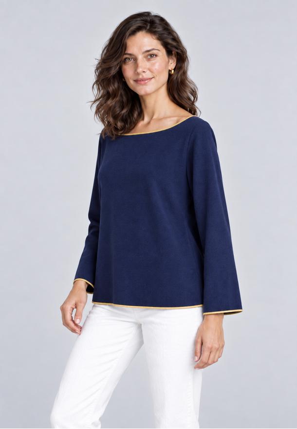 T-shirt cinta oro barco AZUL MARINO