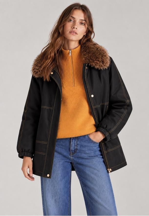 Parka pespunte NEGRO
