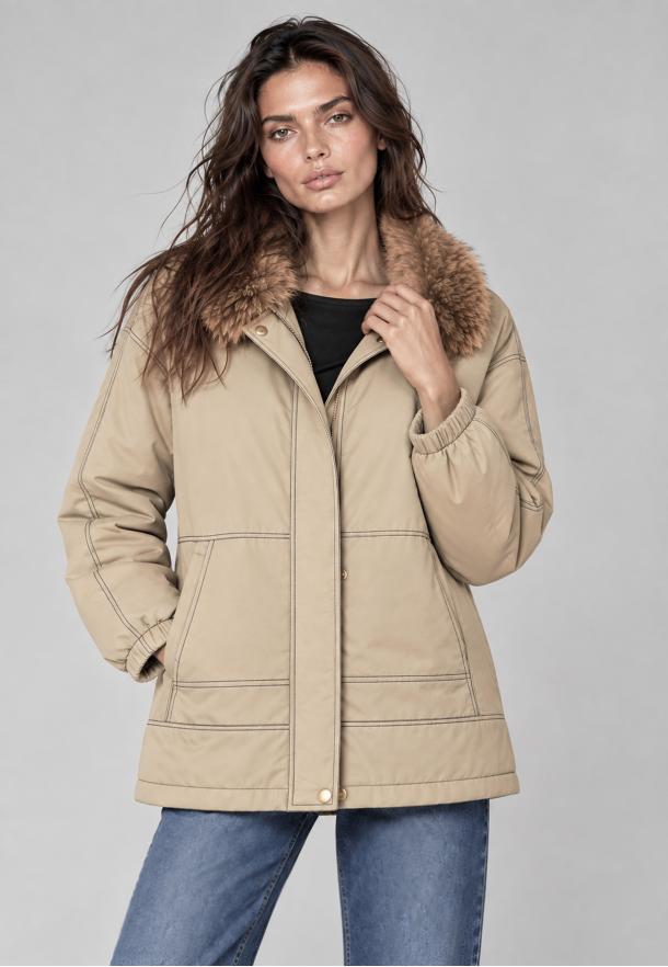 Parka pespunte BEIGE