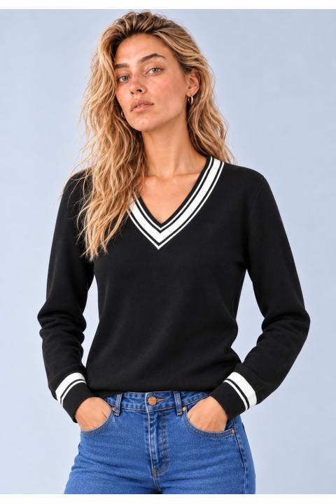 Jersey pico raya NEGRO