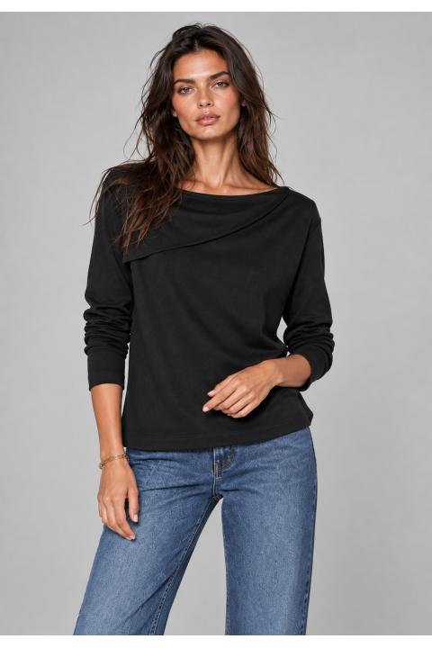 T-shirt asymmetric NEGRO