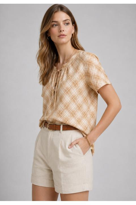 Blusa cuadros CAMEL