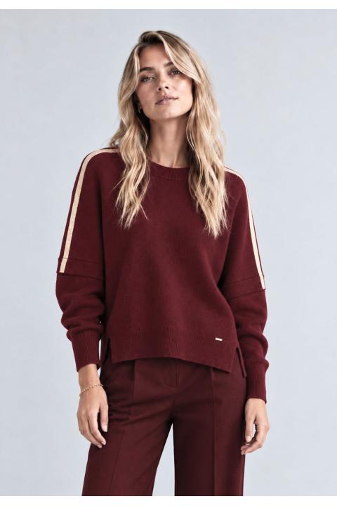 Sweater striped sleeves GRANATE