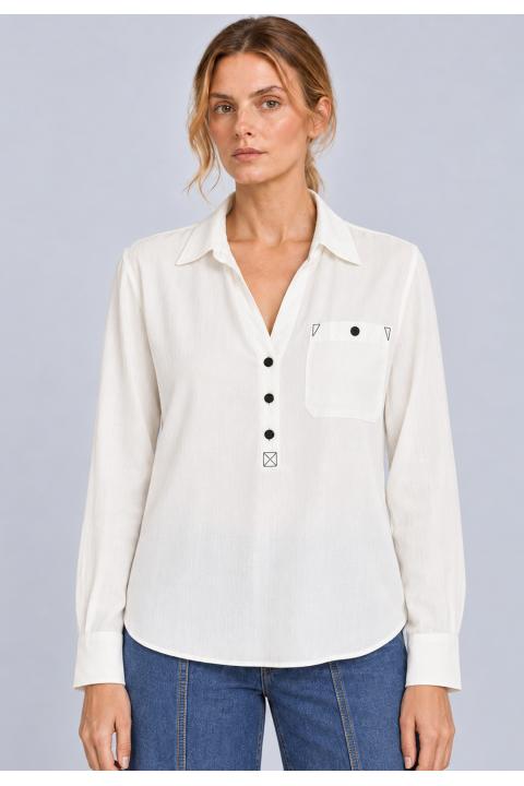 Shirt white contrast CRUDO