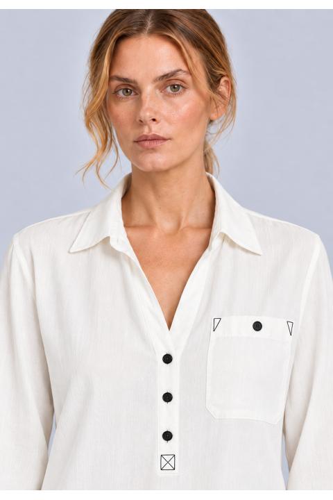Shirt white contrast CRUDO