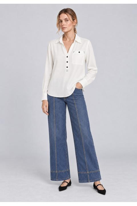Shirt white contrast CRUDO