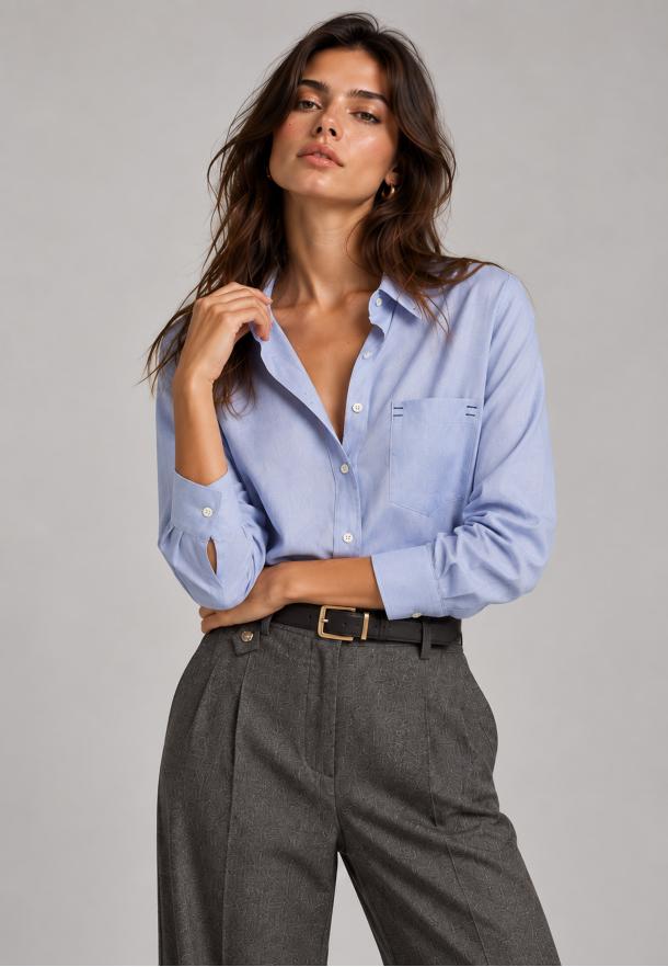 Camisa fil a fil AZUL CLARO