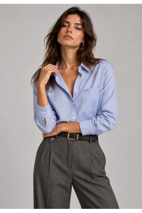 Shirt fil a fil AZUL CLARO